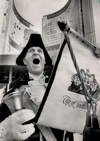 Calling all War Brides! George Batchelor, 68, the official town crier of Southampton, England, was at City Hall yesterday to loudly invite Metro residents to Return to Blighty Week next June for the city's 1989 war brides reunion and commemoration of the 45th anniversary of D-Day.