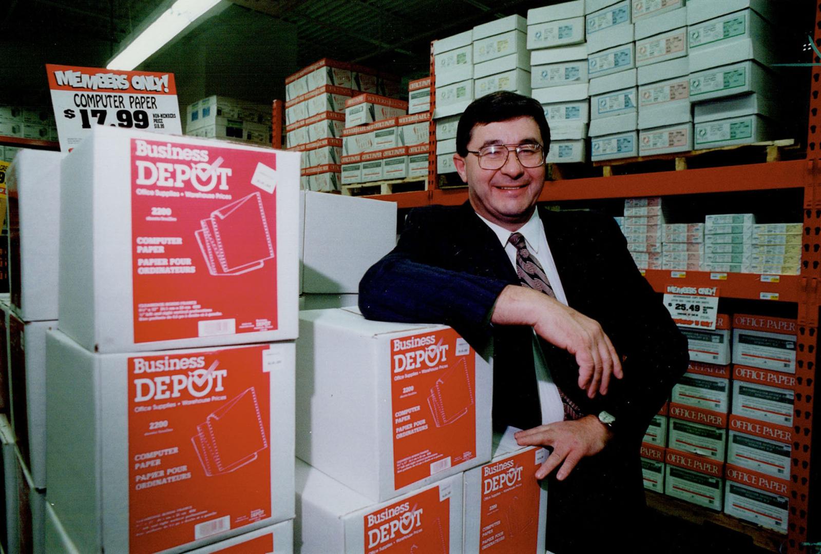 New Retailer: Business Depot chief Jack Bingleman, who says Warehouse retailing is here to stay, opened the company's first office supply superstore yesterday.