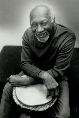 An ancient art: George Blake, a retired psychologist and founder of the Durham Folklore Society, some times uses drums to dramatize his tales.