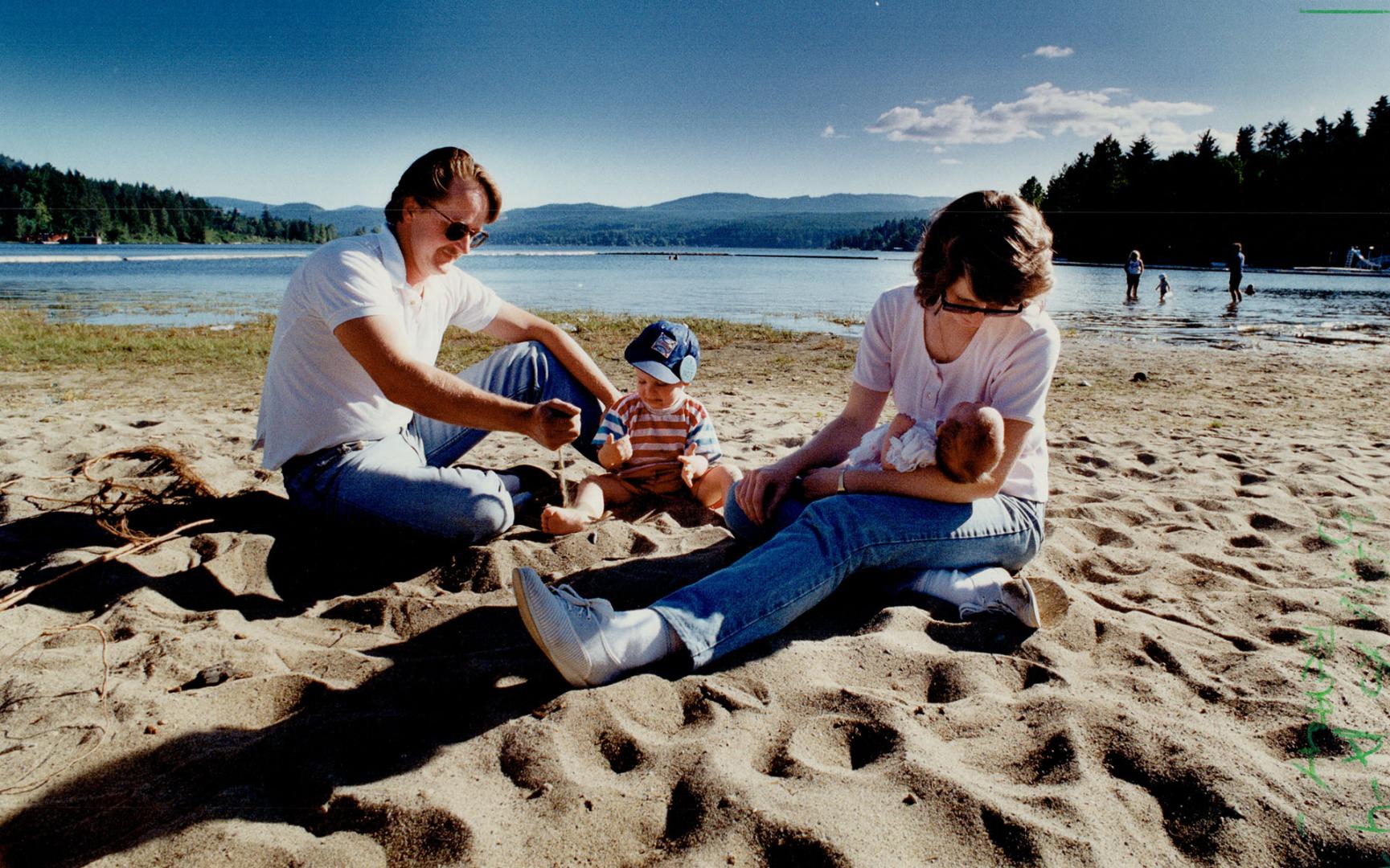 Togetherness: Logger Jeff Broughton and wife Heather, with Terry and Melissa, would rather forget politics and focus on their family.