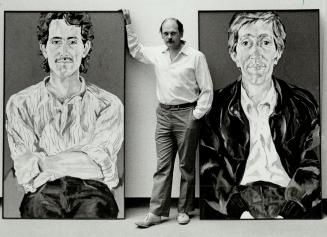Way out: David Burnett, seen with panels from Lynn Donaghue's Four Tradesmen, will soon be leaving the Art Gallery of Ontario.