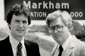 If you can't beat 'em: Colin Creasey, left, president of the Federation of Ratepayers of Markham, and FORM member Ronald Keeble will be seeking election as councillors in November. We need a social conscience on council, Creasey says.