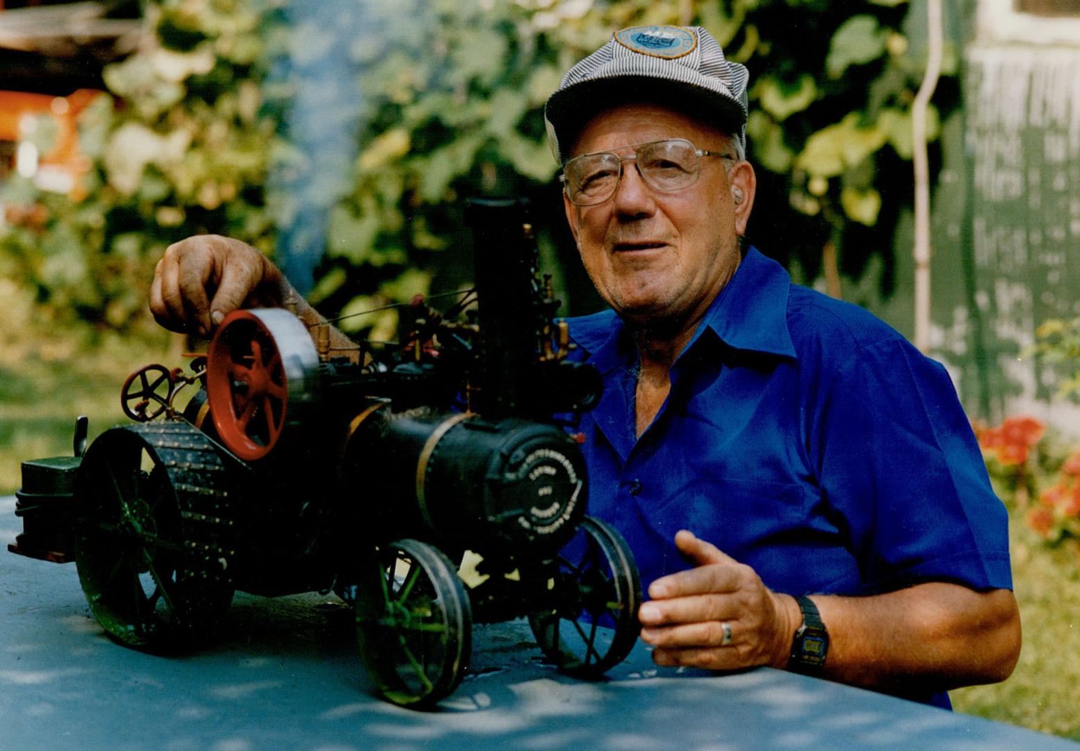 Getting ready for a steamy weekend. John Crook, 71, has built several steam engines and some will be on display this weekend at the 18th annual Steam Threshing Days at the Quaker Hill museum grounds in Uxbridge, presented by the Oxbridge Scott Historical Society.