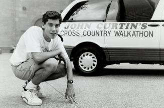 Ready to go: John Curtin, 18, a student at forest hill collegiate, starts a cross-canada walk Thursday in St. John's, Nfld., on behalf of the Red Cross Bone Marrow Registry.