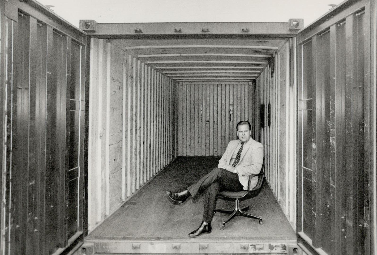 Now that's storage! Ralph Devine says he originally started out renting his huge shipping containers to the growing number of families stuck for storage space because they have to move out of their old homes before the new ones are ready.