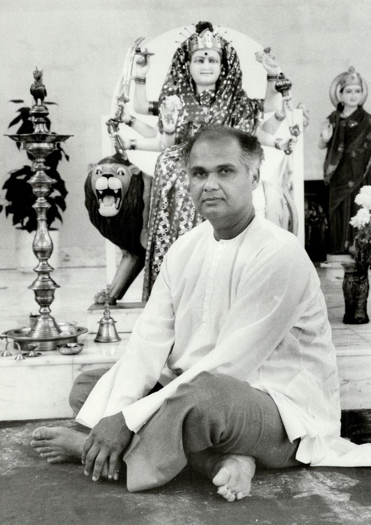 Organizer, behind Vishnu Mandir, the Hindu temple in Richmond Hill, is Hamilton surgeon Dr. Budhendra Doobay, who conducts services each Sunday and helps serve lunch later to 500 members of the congregration.