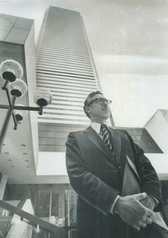 J. Kerr Gibson, partner in a Toronto accounting firm, was elected president of the Board of Trade of Metropolitan Toronto, at the board's annual meeting yesterday. He is shown outside the board's new quartes of First Canadian Place, adjoining the Bank of
