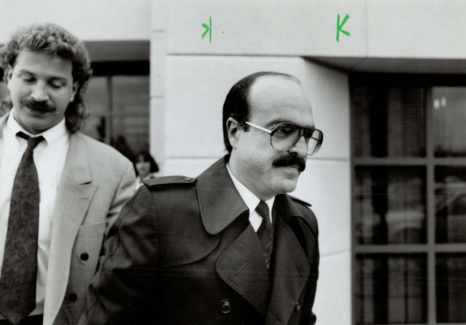 Facing charges: Clockwise from top left, developer Lou Charles, Metro Councillor Merio Gentile, City of York aldermen Tony Mandarana and Jim Fera pictured today arriving at a police station to be charged