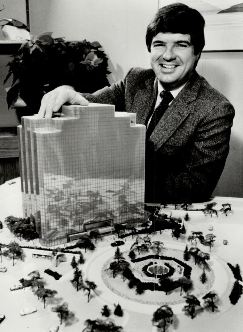 High-stakes gambler: Don Fleming, head of Equity Development Corp., shows a model of the first tower of the Consillum in Scarborough. The $30-million tower is nearing completion but doesn't have a major tenant.