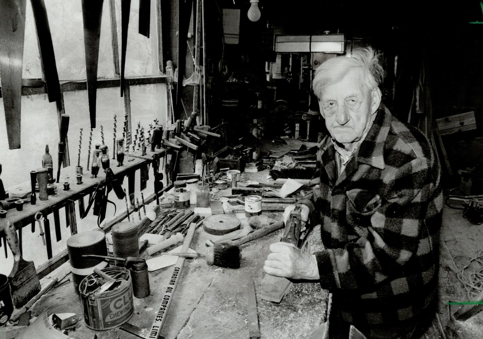 Second career: Leander Gohl, 96, still receives orders from across Canada for the quality pine furniture he's been crafting for years in his ancient workshop beside the covered bridge across from West Montrose