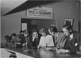 British immigrants sending postcards home from the Gander Airport, Gander, Newfoundland