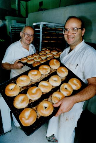 Rising to the occasion: Art Gryfe and his son Mel make bagels their business at Gryfe's Bagel Bakery.