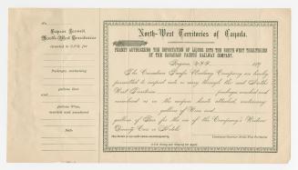 [Form] North-West Territories of Canada : permit authorizing the importation of liquor into the North-West Territories by the Canadian Pacific Railway Company