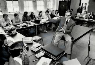 Class of older students is taught by Don Gutteridge, principal of University of Toronto Schools (UTS), where 700 students wrote entrance exams yesterday