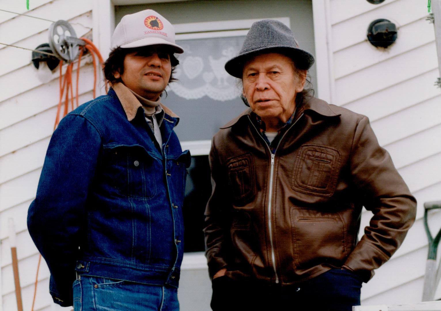 Controversial Figure: Louis Hall, right, who wrote what is regarded to be the Mohawk Warriors' manifesto, is a kind and gentle man, says Warriors' war chief Francis Boots, left