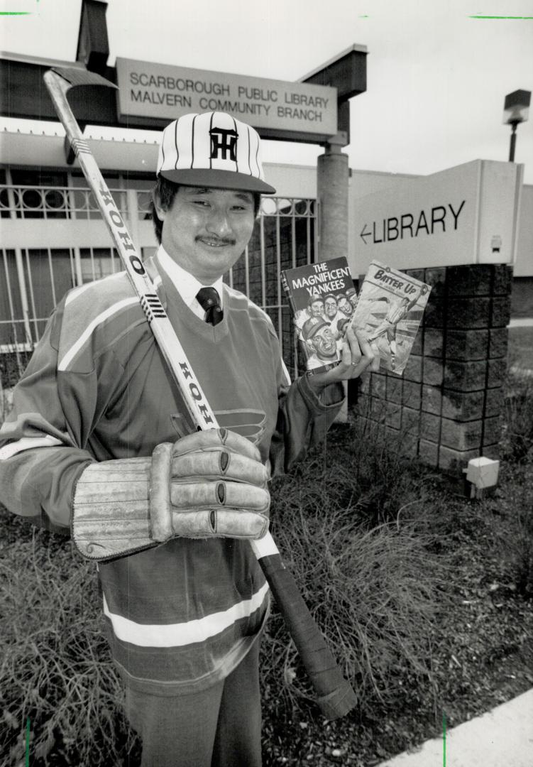 Fan's delight, Bill Hamade has loaned his sports memorabilla to Malvern library in Scarborough for April.