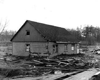 House damaged by flooding, Hurricane Hazel