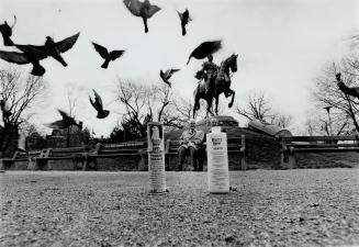 Tacky Tubes: Don Hunter, left, and Simon Bull sell Buzz-off, a stickly but non-toxic substance that keeps birds from landing on statues and buildings