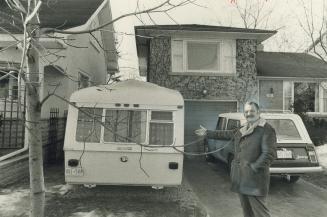 A bylaw is being broken by George Levitt in Etobicoke because he insists - and has done so since last April - on leaving his house-trailer in front of his Burnhamthorpe Rd