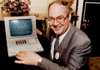 Hot seller: Bell vice-president Charles Labarge shows off Alex, a computer terminal that links to phone lines to provide users up to 300 services