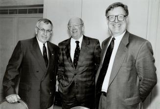 News vital: CP chairman Roger Landry, left, with outgoing chairman Gordon Bullock and CP president Keith Kincald, stresses news coverage importance.
