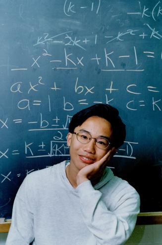 Alex Lee reacts to the news he placed first in the Euclid Contest, a cross-Canada math test for 10,000 Grade 12 students, sponsored by the University of Waterloo