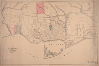 Plan of the city of Toronto, shewing proposed system of parks and boulevards to accompany Mayor McMurrich's report to council, 11th November 1882.