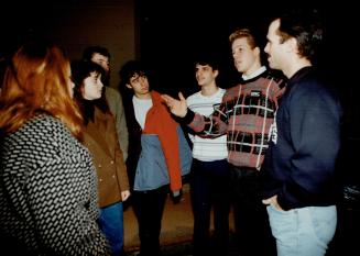 Telling it like it is: Paul Maingot, top and above right with Kirk, second from right, and Kevin, third from right, told students at Lawrence Park Collegiate institute above living with AIDS and HIV
