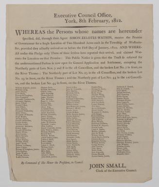 Executive Council Office, York, 8th February, 1812
