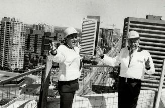 Top of North York: North York Mayor Mel Lastman, left, and developer Murray Menkes stand atop the new Canadian headquarters of Procter and Gamble