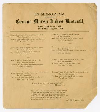 In memoriam : George Morss Jukes Boswell, born 23rd June, 1804, died 28th August, 1889