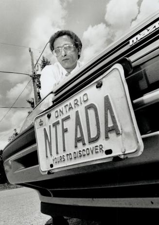 Too political: George Omran has been told by transportation ministry officials to return his vanity licence plates because of complaints from the public that the message NTFADA - Intifadah - is political