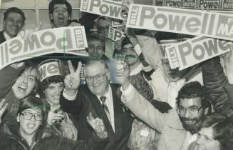 Bill Powell: Hamilton's next mayor, 73, flashes a victory gesture.