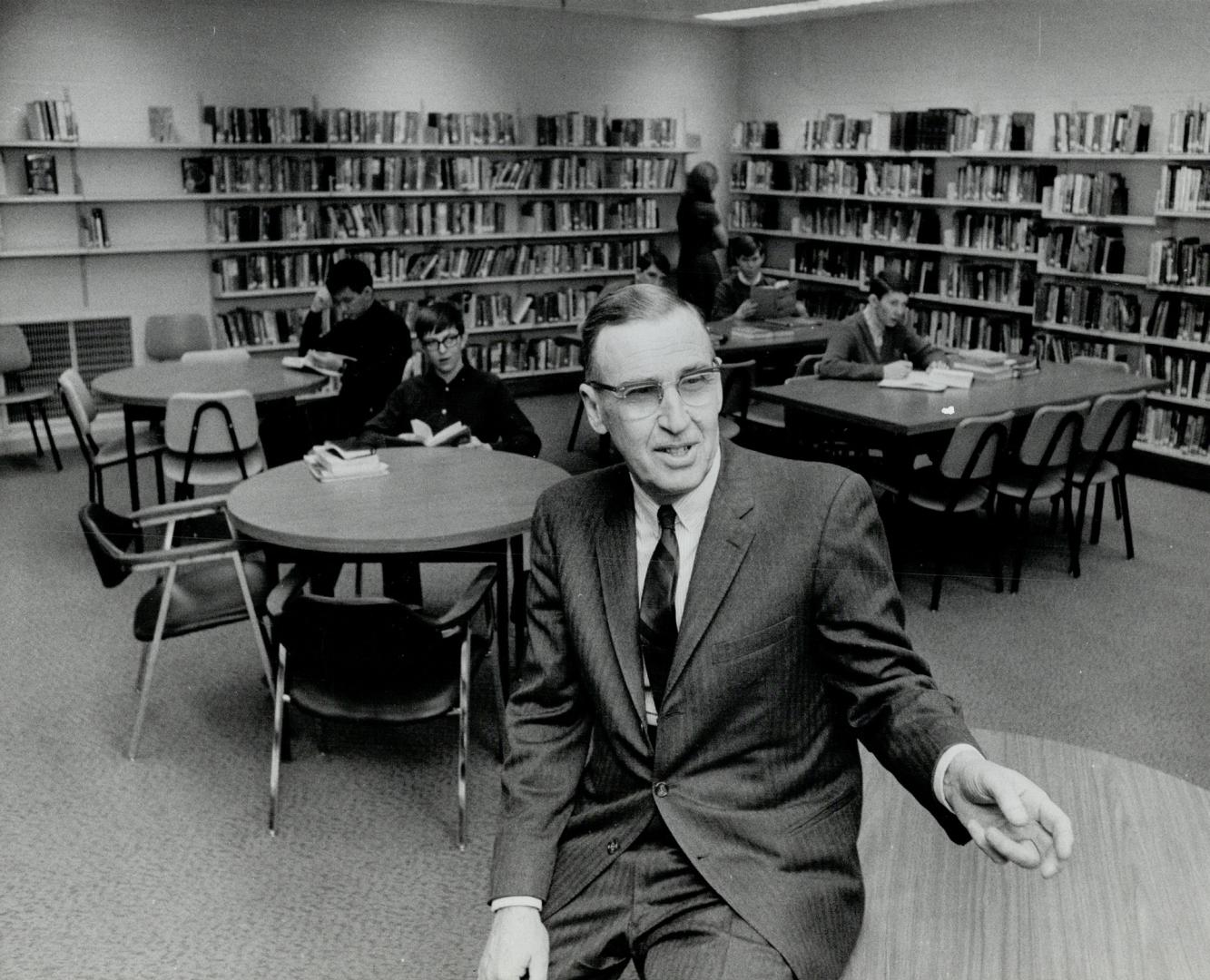 R.R.N principal North Toronto collegiate in school library