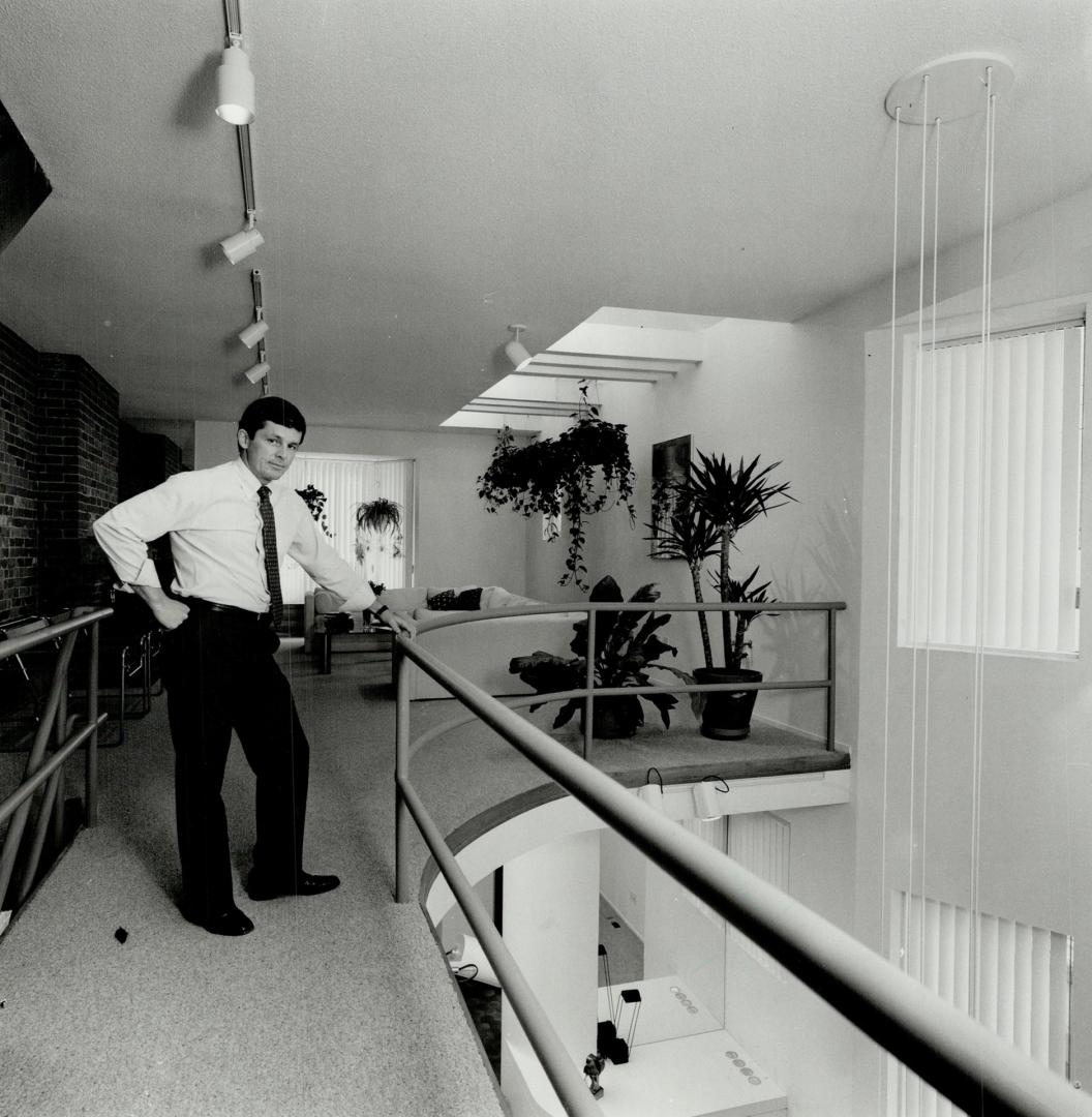 Winning design: Top left, architect Harry Pellow, who won a 1982 Ontario Renews Award, shows off the curved lightwell in his renovated Annex house.
