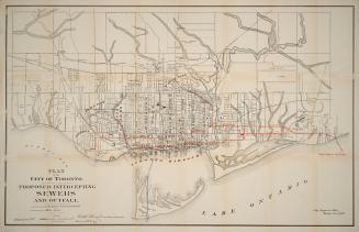 Plan of the city of Toronto, proposed intercepting sewers and outfall