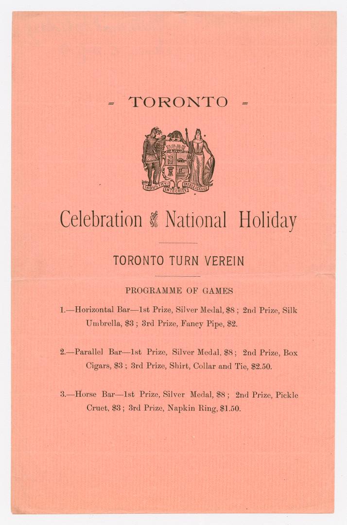 Toronto : celebration of the national holiday : Toronto Turn Verein : programme of games