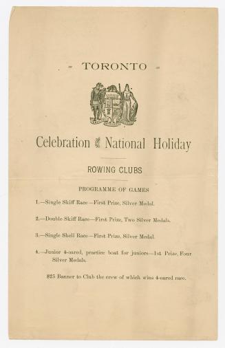 Toronto : celebration of the national holiday : rowing clubs : programme of games
