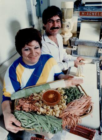 Pasta perfect: Elena and Orlando Quistini, owners of European Noodles, display some of the pasta produced at their plant.