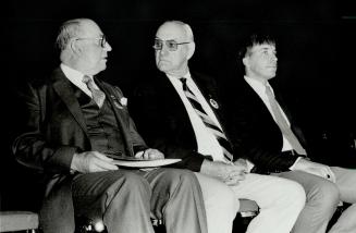 The candidates: Garnet Rickard, left, mayor of Newcastle since 1973, is being challenged this time by Harry Wade, centre, and Thomas Vanderende of Blackstock, right
