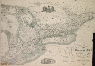 The railway map of Canada West including the latest surveys for the Canadian almanac