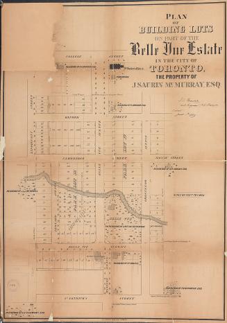 Plan of building lots on part of the Belle Vue estate in the City of Toronto, the property of J. Saurin McMurray, Esq.