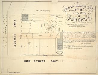 Plan of park lot no. 2, in the city of Toronto, the property of A.H. St. Germain, formerly belonging to Captn. Irvin and Mr. James Francis.