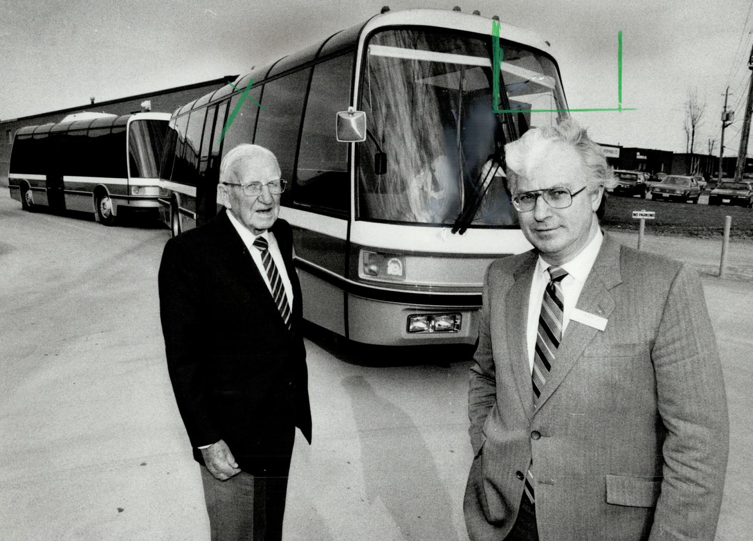 Ontario Bus industries presented its first production unit of a propane-powered tour to the Niagara Parks Commission yesterday