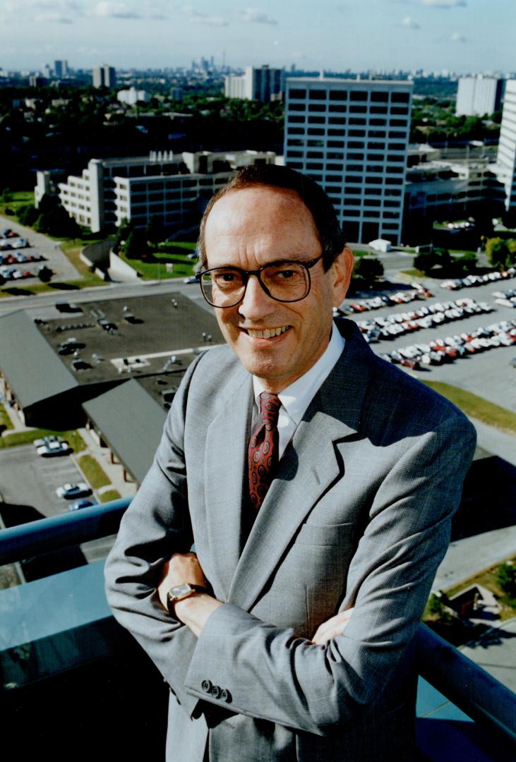 Outlook improved: On the balcony of his new office at Sheppard and Victoria Aves