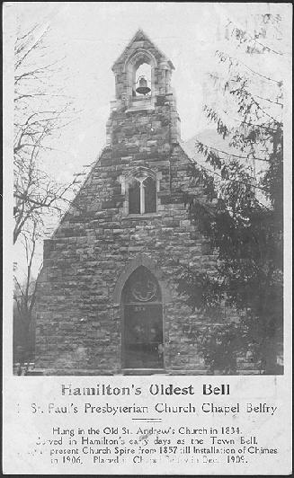 Hamilton's Oldest Bell St. Paul's Presbyterian Chapel Belfry