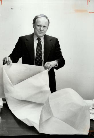 The ducts are fabric: Frank Sloan holds a piece of the fabric ductwork used in his Multi-jet system