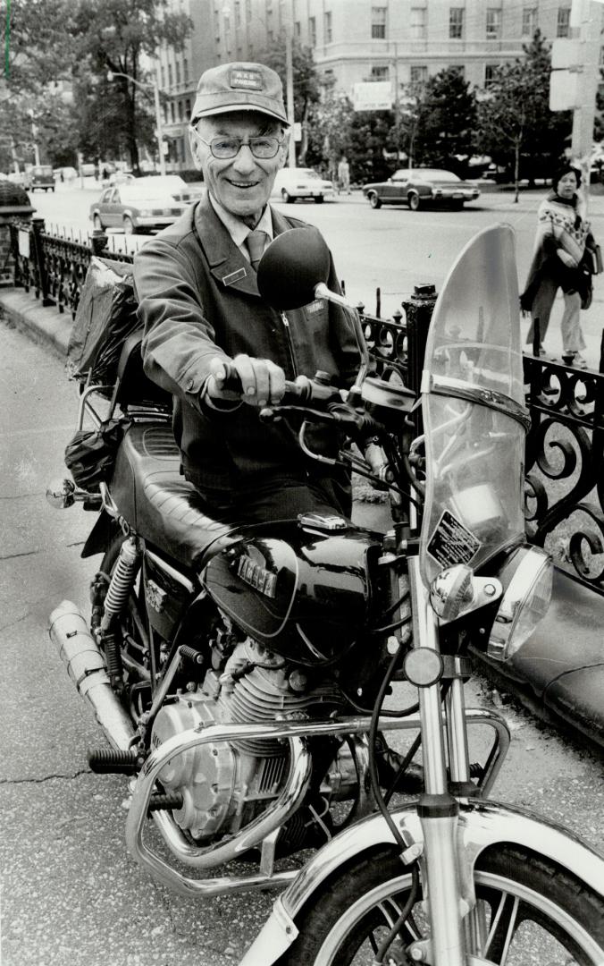 Into the ring: Parking lot attendat Sam Sniderman - a 76-year-old motorcycle rider has tossed his hat into the political arena by filing nomination papers for the vacant aldermanic seat in Tornto's Ward 6