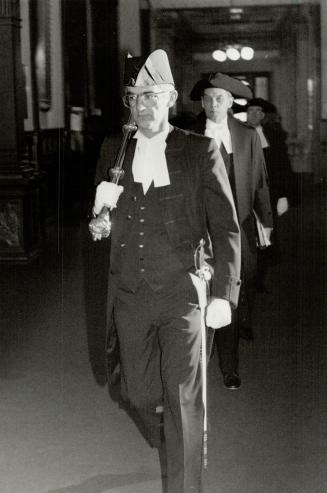 Symbolic mace: In the '70s Tom Stelling, carrying the symbolic mace into the Legislature, became the youngest person in the Commonwealth to be appointed Queen's Park sergeant-at-arms