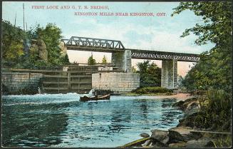 First lock and G.T.R. bridge, Kingston Mills near Kingston, Ontario